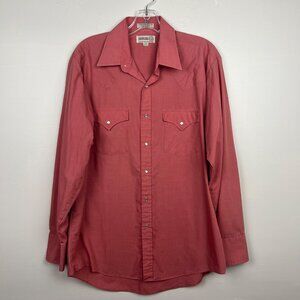 Vintage Sheplers Men's Dusty Rose Western Pearl Snap Button Up Shirt Size 16-34